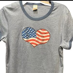 United States Heart Graphic Print girls kids Blue XL T Shirt new